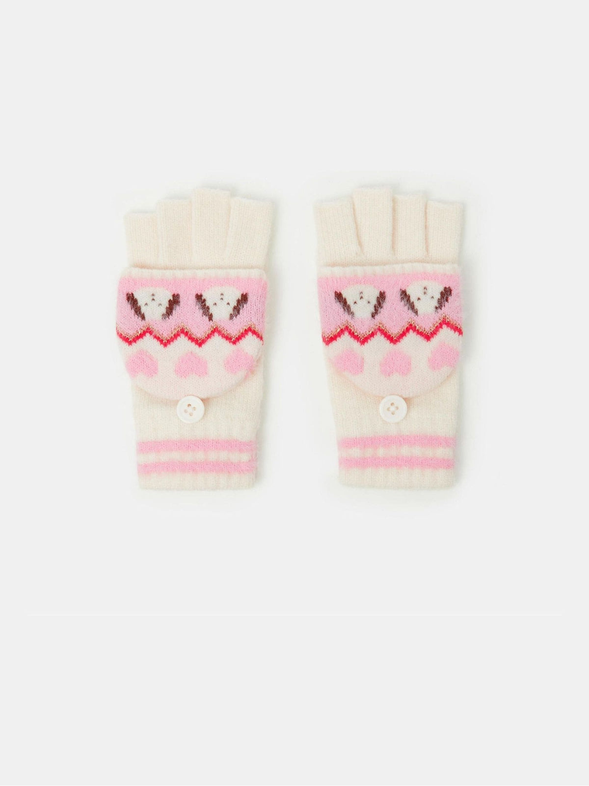 Angels By Accessorize Pink Dog Fair Isle Fingerless Gloves - image 1