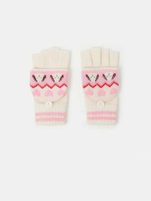 Angels By Accessorize Pink Dog Fair Isle Fingerless Gloves - image 1