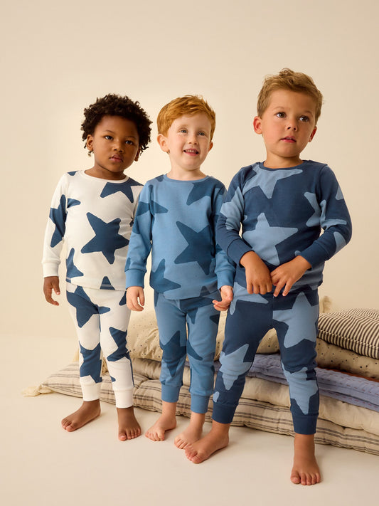 Blue/Navy Snuggle Pyjamas 3 Pack (9mths-10yrs) image 1