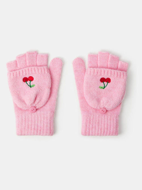 Angels By Accessorize Pink Cherry Fingerless Gloves - image 1