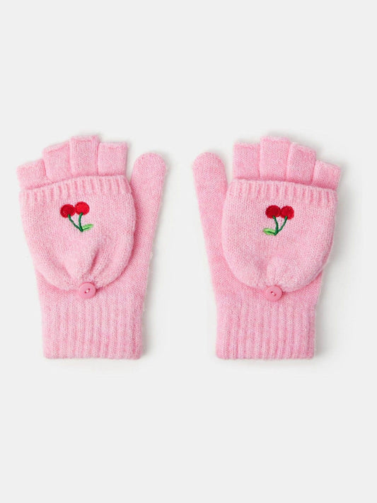 Angels By Accessorize Pink Cherry Fingerless Gloves - image 1