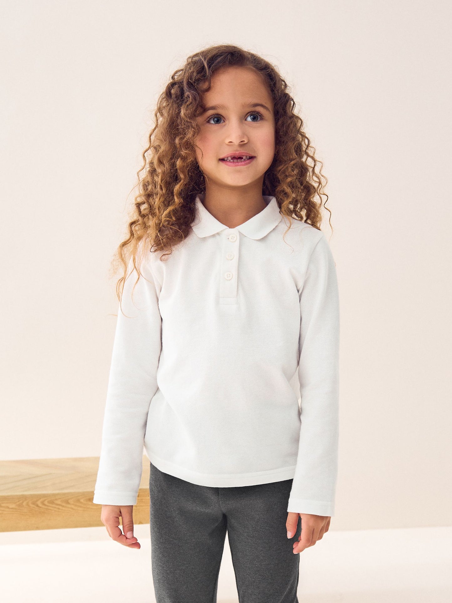 Dsiney Kidz - White 2 Pack Girls Cotton Long Sleeve School Polo Tops (3-16yrs) image 2