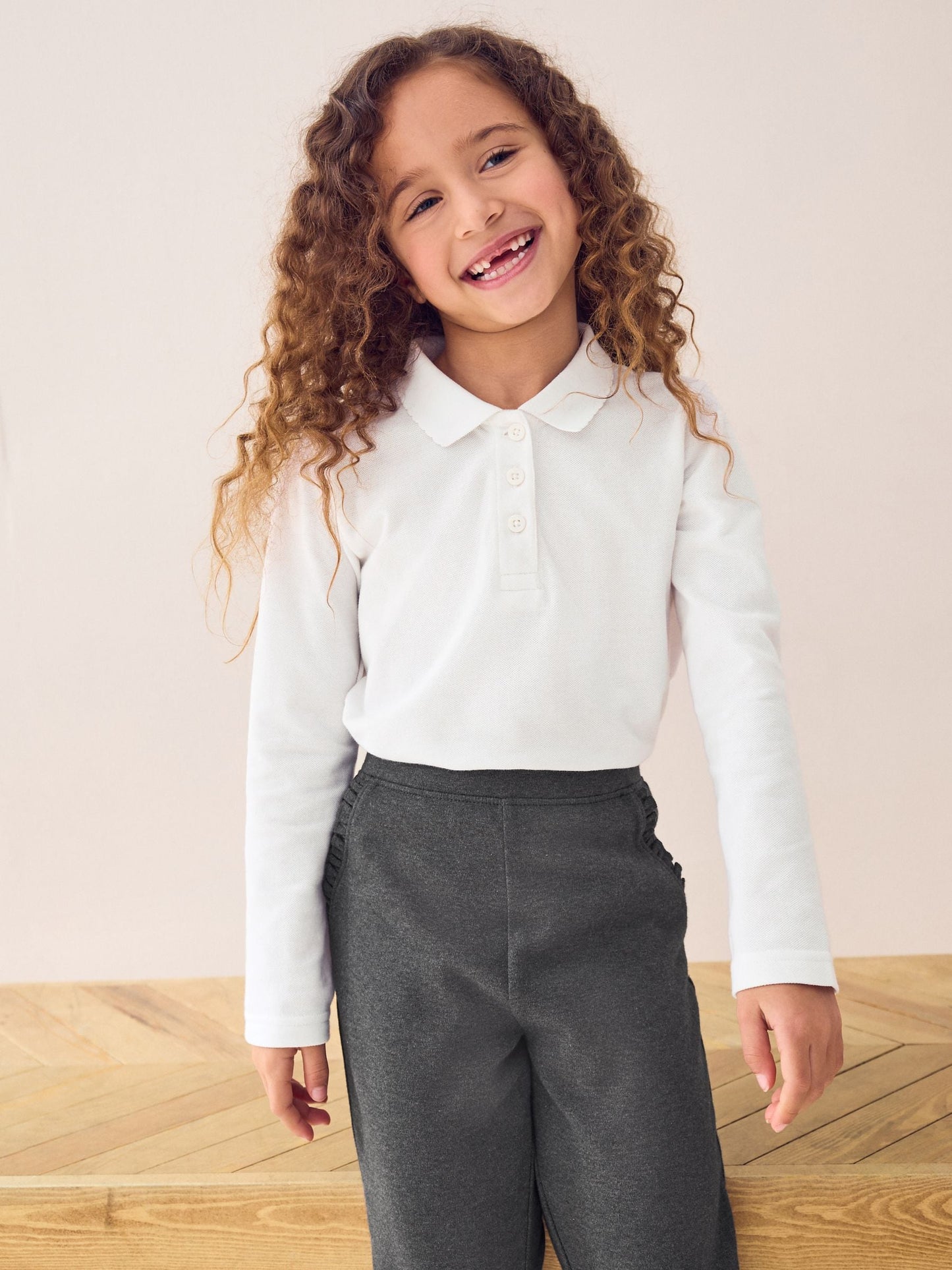 Dsiney Kidz - White 2 Pack Girls Cotton Long Sleeve School Polo Tops (3-16yrs) image 3