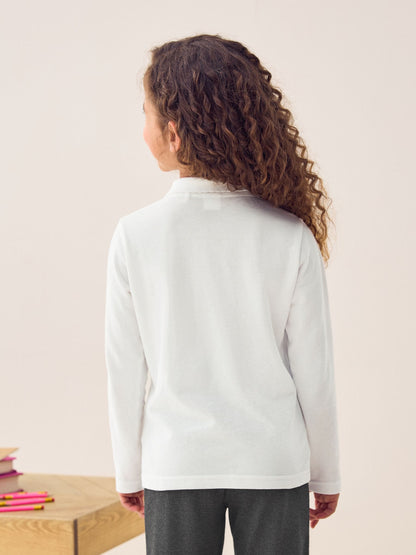 Dsiney Kidz - White 2 Pack Girls Cotton Long Sleeve School Polo Tops (3-16yrs) image 5