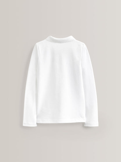 Dsiney Kidz - White 2 Pack Girls Cotton Long Sleeve School Polo Tops (3-16yrs) image 7