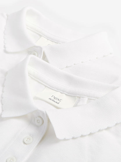 Dsiney Kidz - White 2 Pack Girls Cotton Long Sleeve School Polo Tops (3-16yrs) image 8