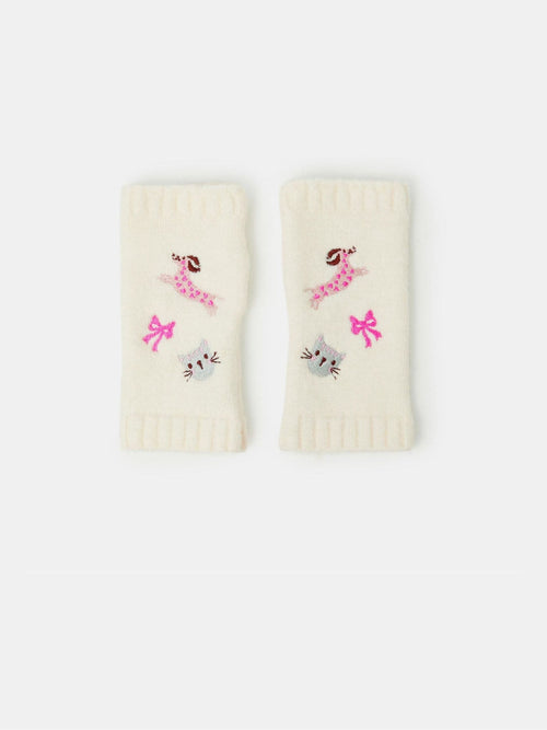 Angels By Accessorize Cream Pet Club Wrist Warmers Gloves - image 1