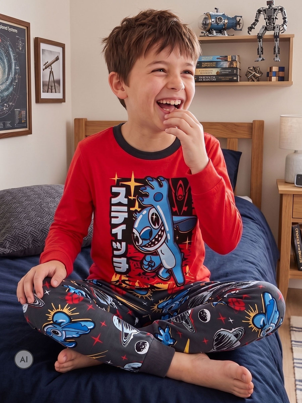 Character Red Disney Stitch In Space Long Sleeve Pyjamas - image 2