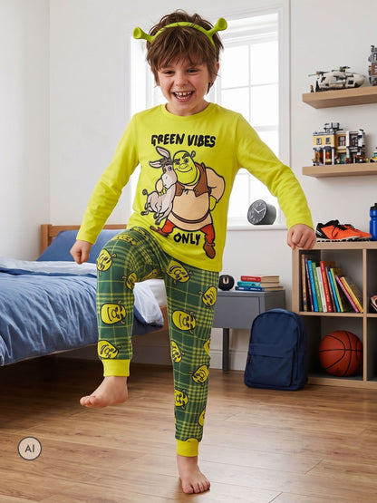 Character Green Dream Works Shrek And Donkey Vibes Only Pyjamas - image 2