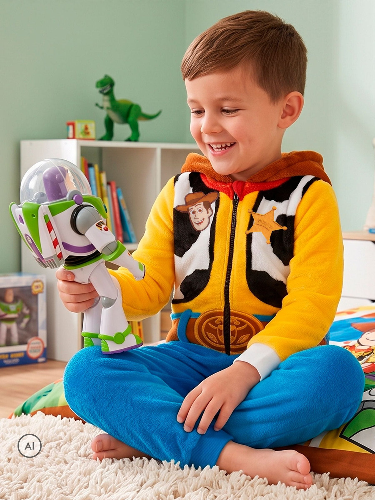 Character Yellow Disney Toy Story Woody Fleece Onesie - image 2