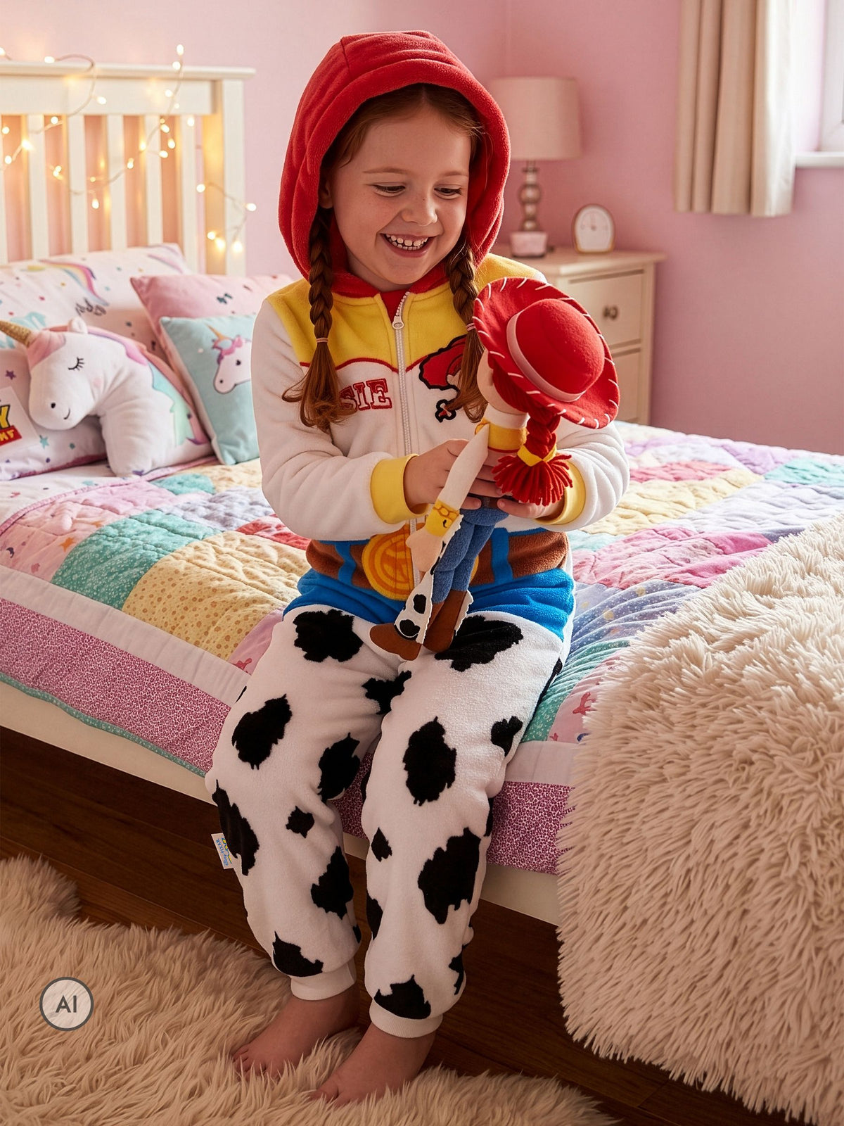 Character White Disney Toy Story Jessie Fleece Onesie - image 2