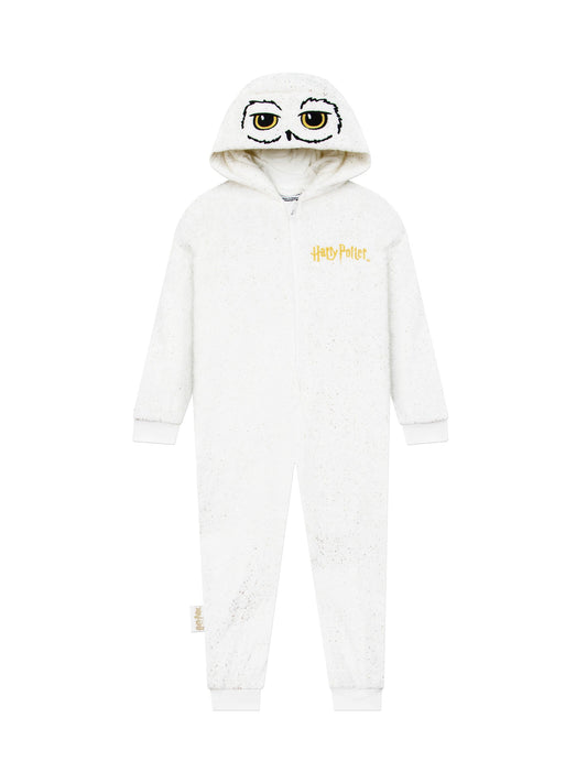 Character White Harry Potter Novelty Hedwig Fleece Onesie With Metallic Sparkle - image 1