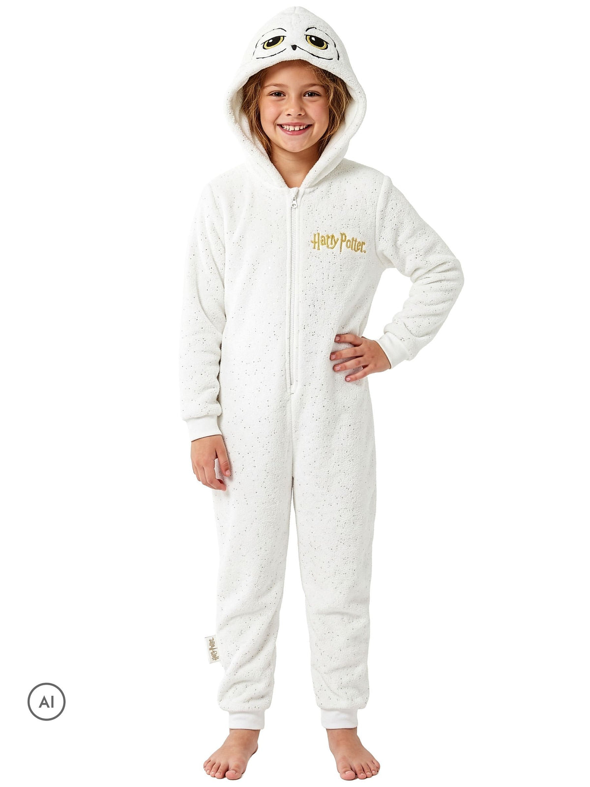 Character White Harry Potter Novelty Hedwig Fleece Onesie With Metallic Sparkle - image 2