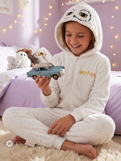 Character White Harry Potter Novelty Hedwig Fleece Onesie With Metallic Sparkle - image 6