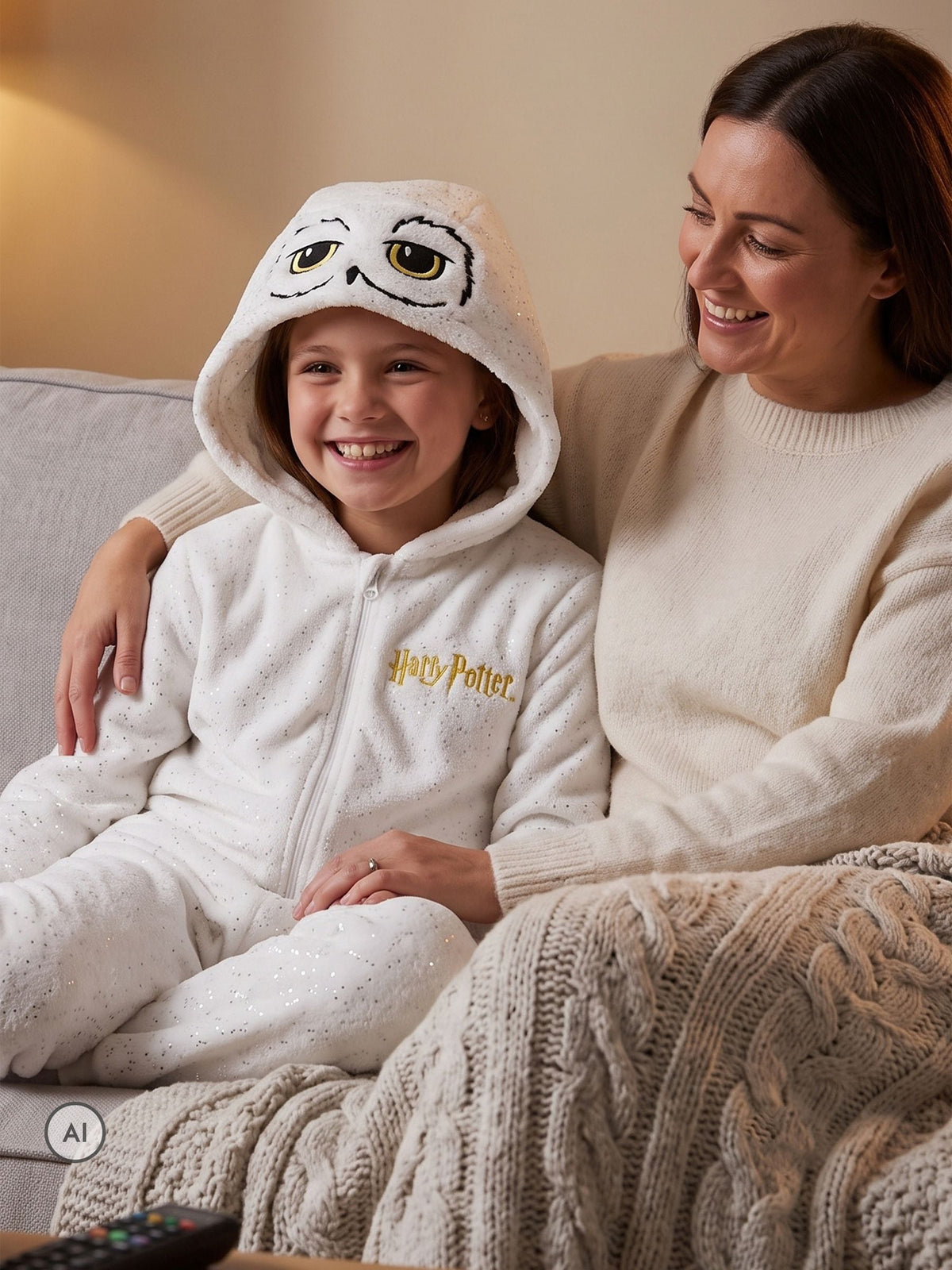 Character White Harry Potter Novelty Hedwig Fleece Onesie With Metallic Sparkle - image 7