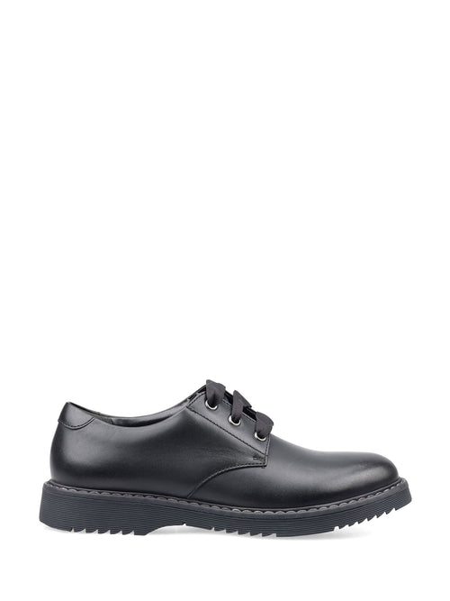Start Rite Black Leather Standard Fit Closed Lace Up Stitch Down Chunky Soled School Shoes image 1