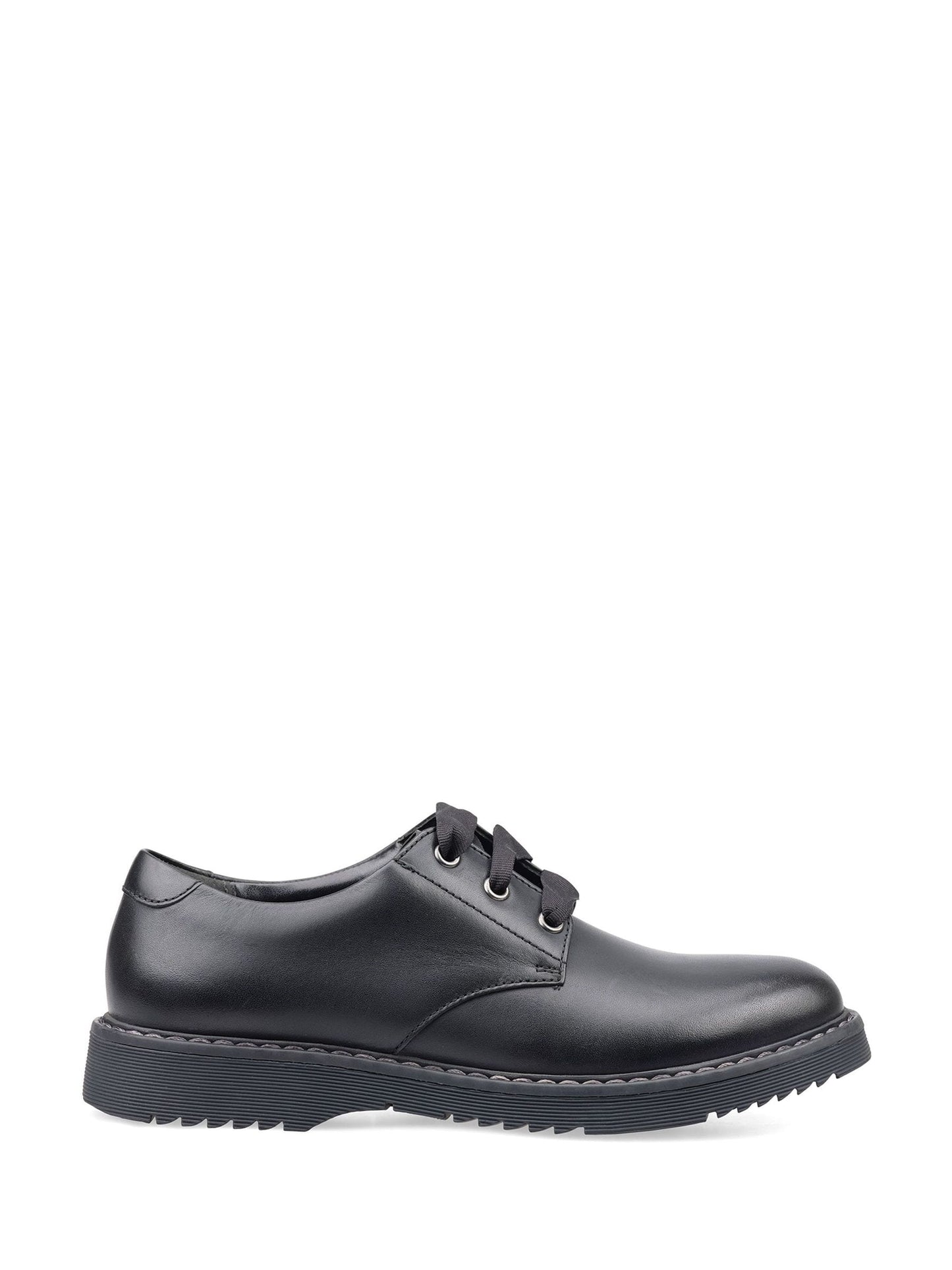 Start Rite Black Leather Standard Fit Closed Lace Up Stitch Down Chunky Soled School Shoes image 1