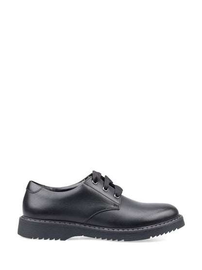 Start Rite Black Leather Standard Fit Closed Lace Up Stitch Down Chunky Soled School Shoes image 1