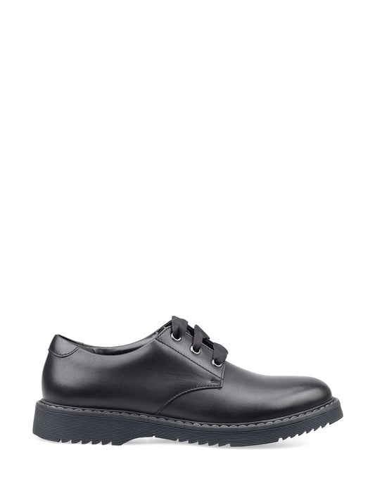 Start Rite Black Leather Standard Fit Closed Lace Up Stitch Down Chunky Soled School Shoes image 1