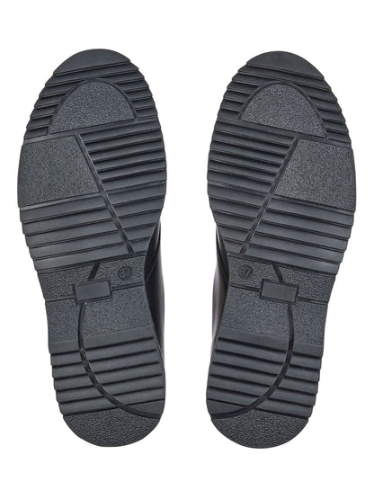 Start Rite Black Leather Standard Fit Closed Lace Up Stitch Down Chunky Soled School Shoes image 5