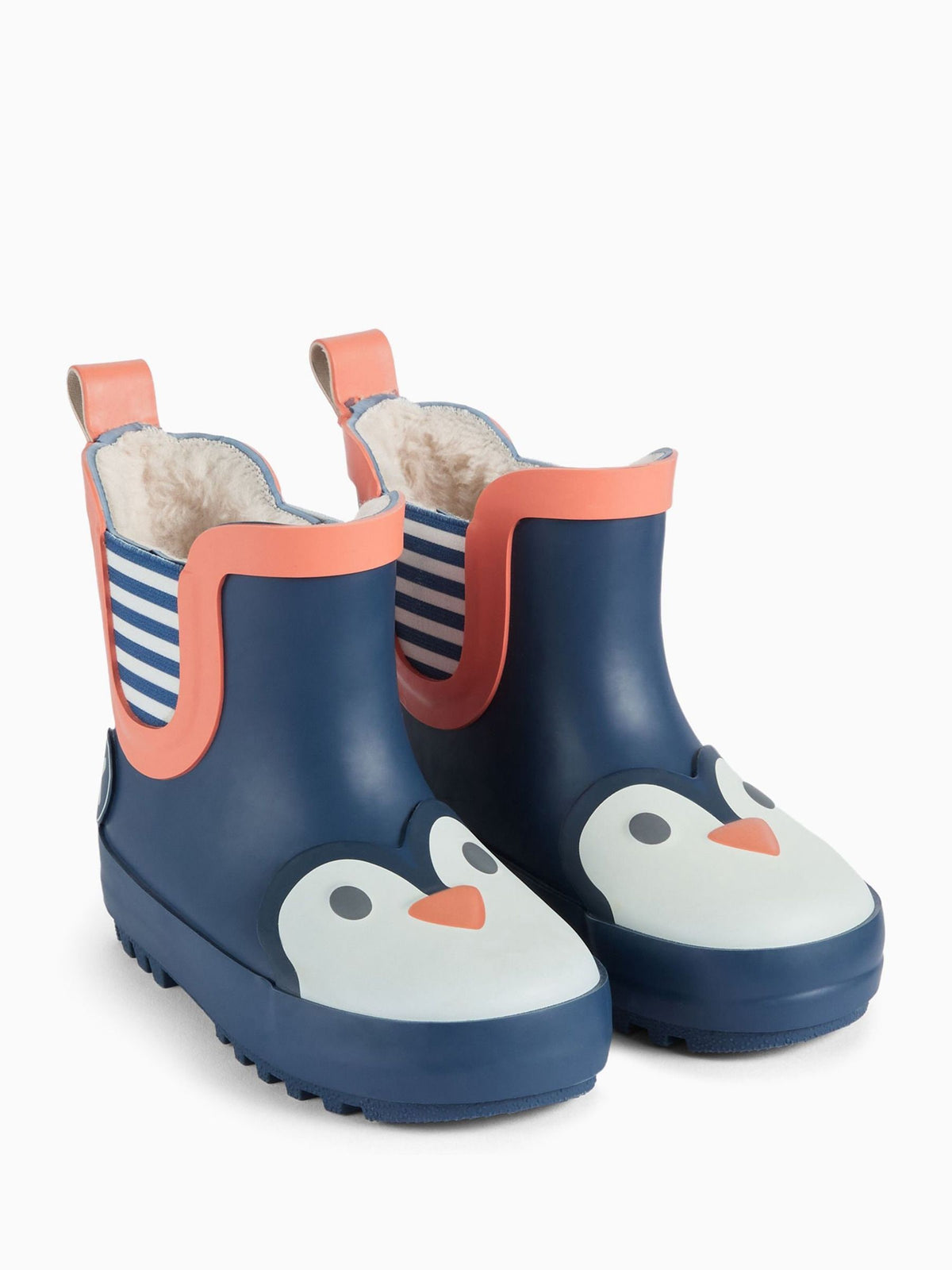 Dsiney Kidz - KIDLY by MORI Blue Short Penguin Print Fur Lined Wellie image 1