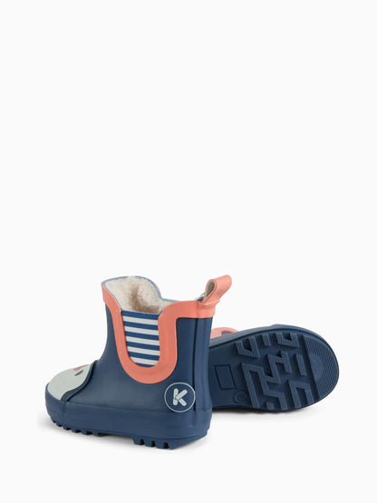 Dsiney Kidz - KIDLY by MORI Blue Short Penguin Print Fur Lined Wellie image 3