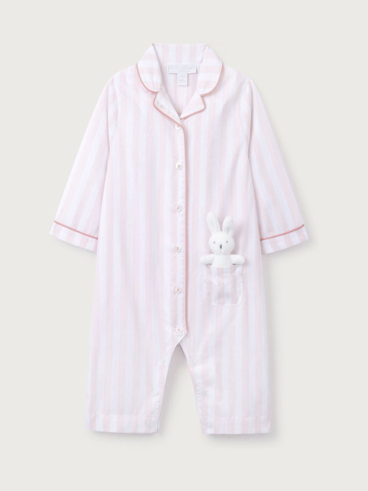 The White Company Pink Stripe Bunny Toy Classic Sleepsuit - image 1