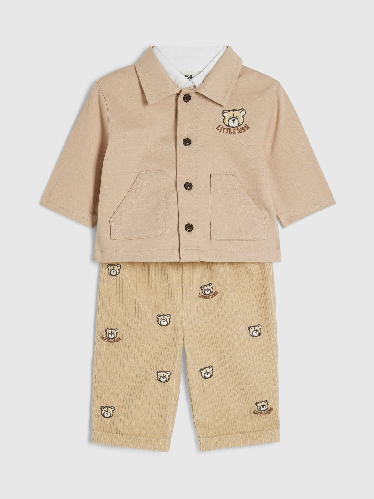 River Island Cream Bear Shacket 3 Piece Set - image 3