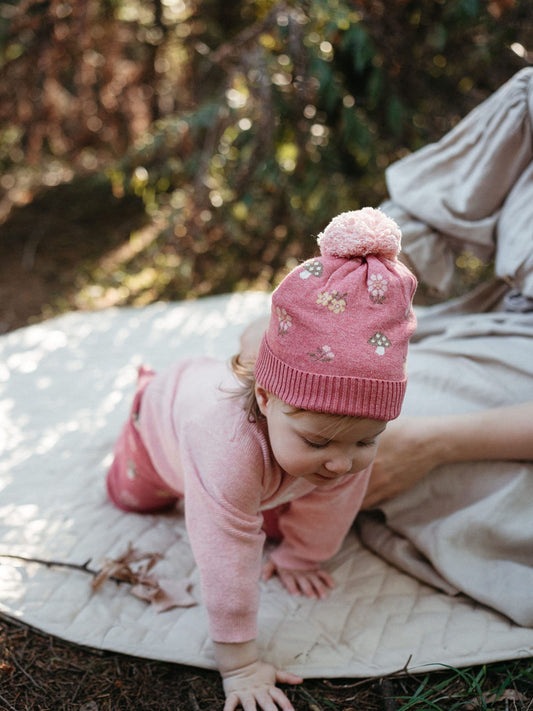 Purebaby Pink Magical Forest Toadstool Knit Beanie - image 1