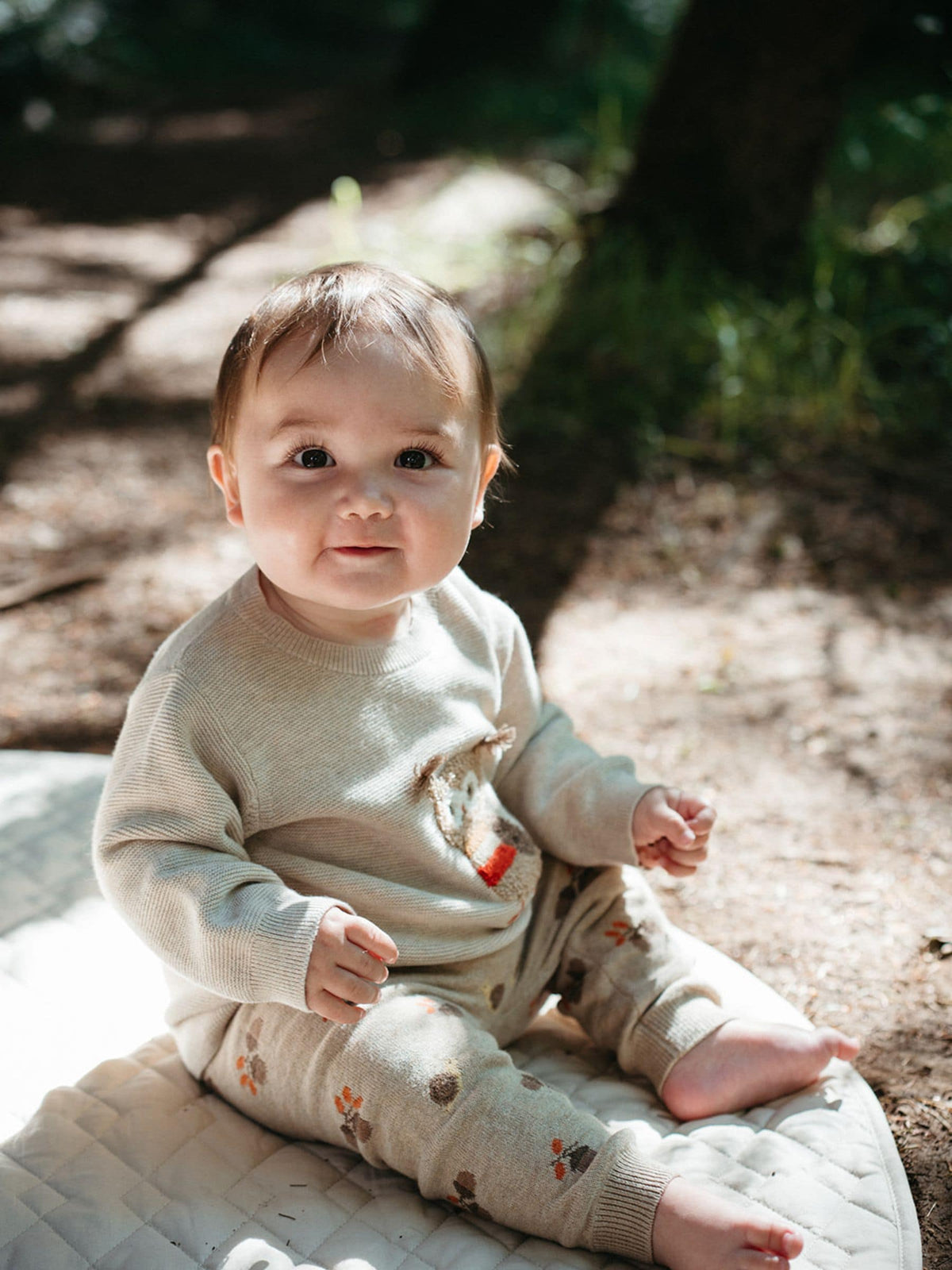 Purebaby Brown Magical Forest Acorn Knit Leggings - image 1