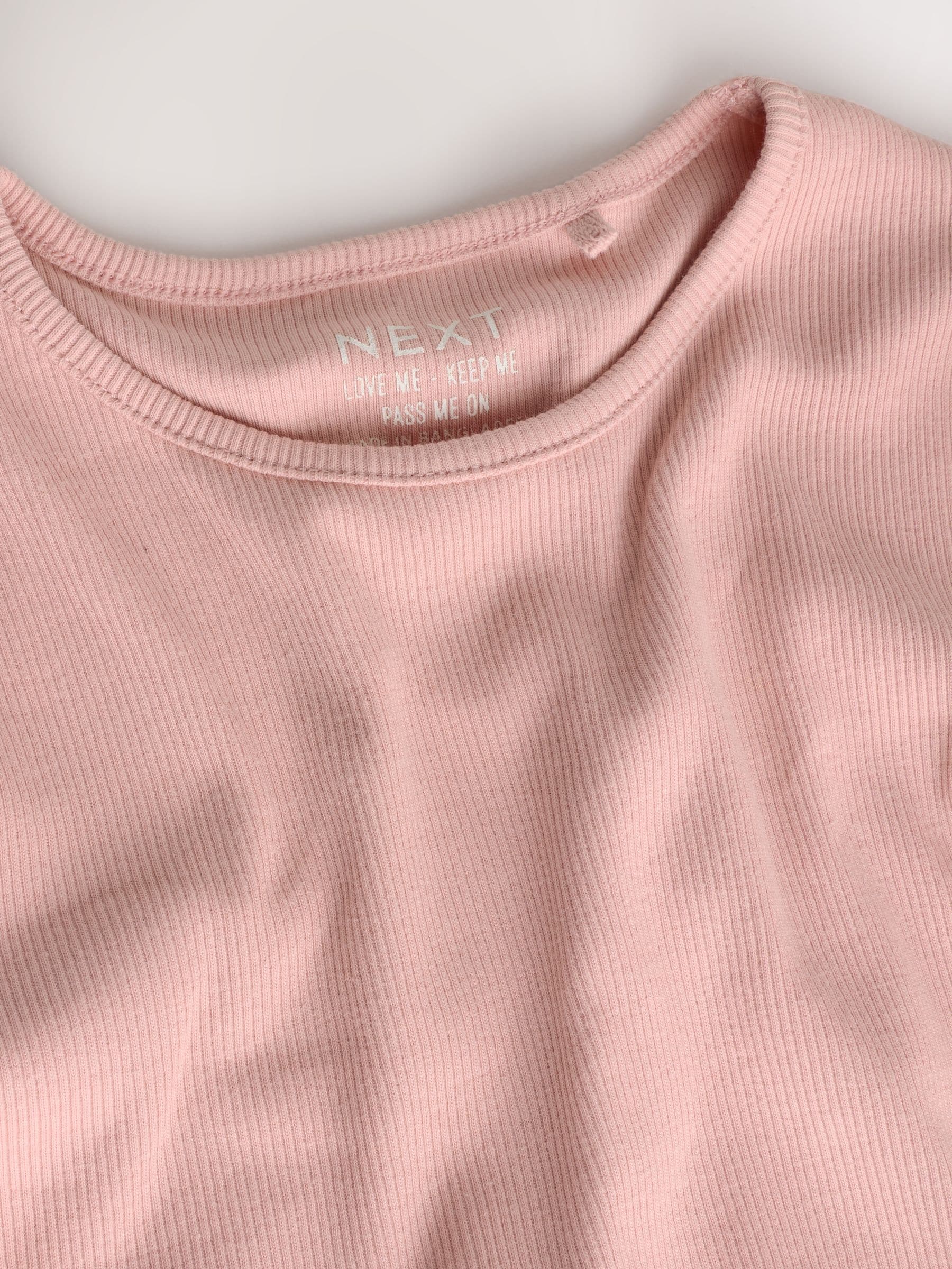 Pale Pink Cotton Rich Long Sleeve Rib T-Shirt (3mths-7yrs) image 3