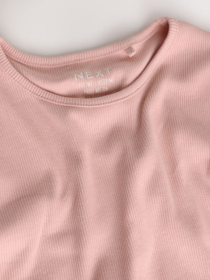 Pale Pink Cotton Rich Long Sleeve Rib T-Shirt (3mths-7yrs) image 3