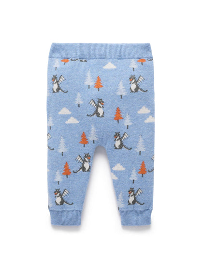 Purebaby Blue Magical Forest Dragon Knit Leggings - image 3