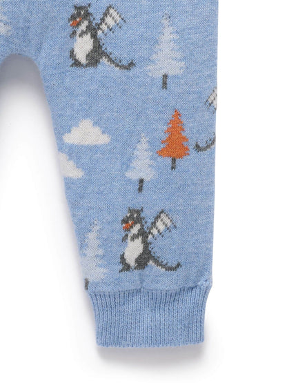 Purebaby Blue Magical Forest Dragon Knit Leggings - image 5