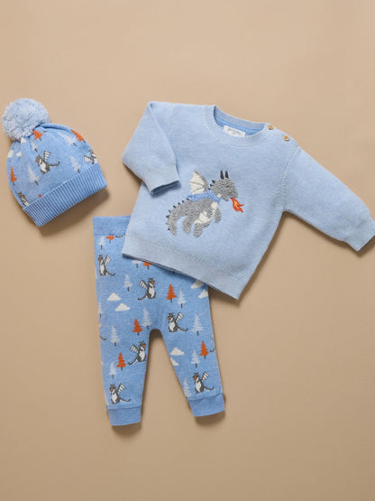 Purebaby Blue Magical Forest Dragon Knit Leggings - image 7