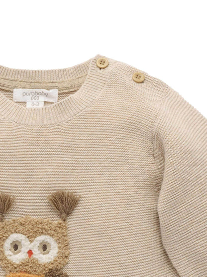 Purebaby Cream Magical Forest Owl Jumper - image 6
