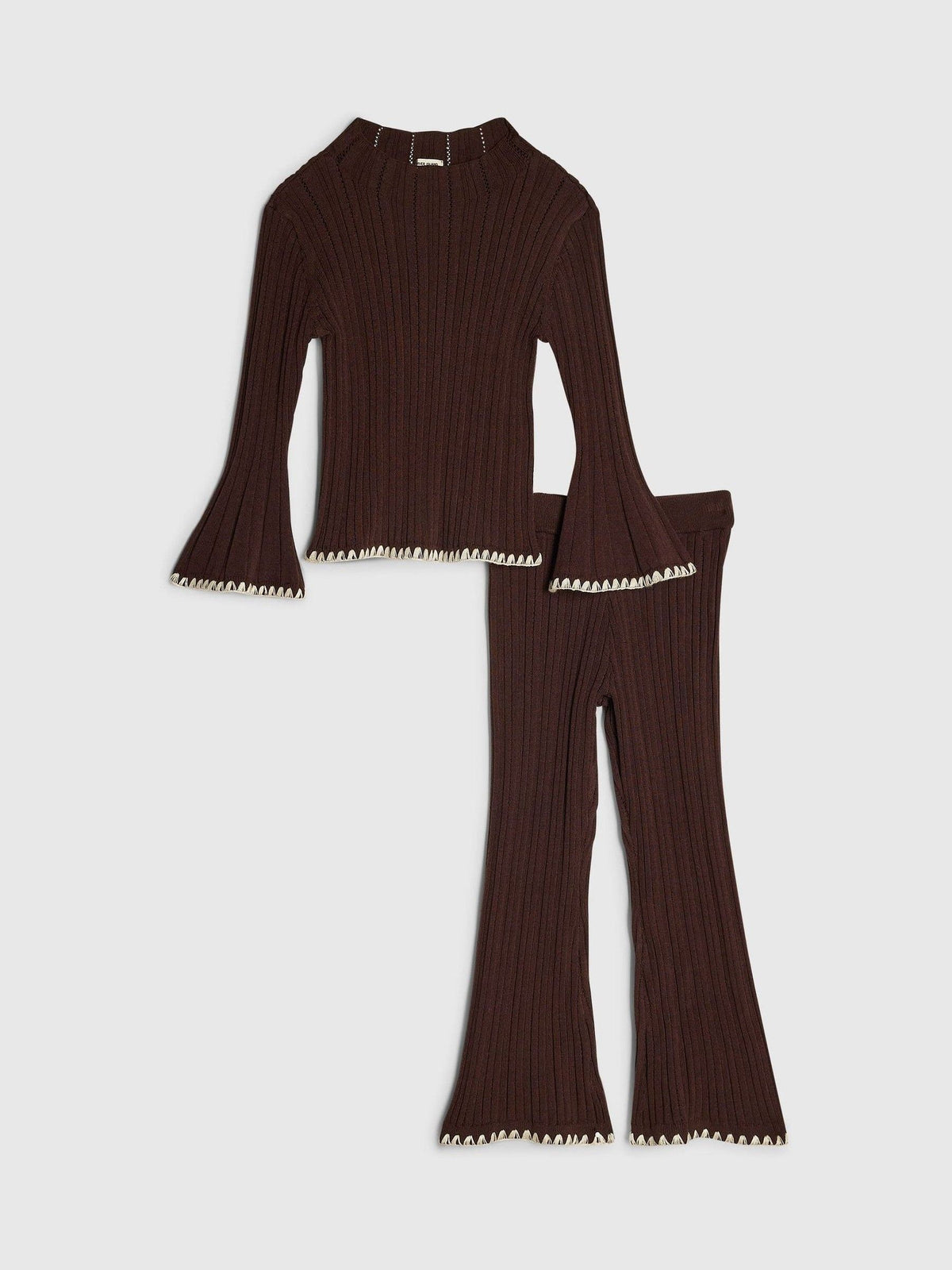 River Island Brown Whipstitch Top & Joggers Set - image 1
