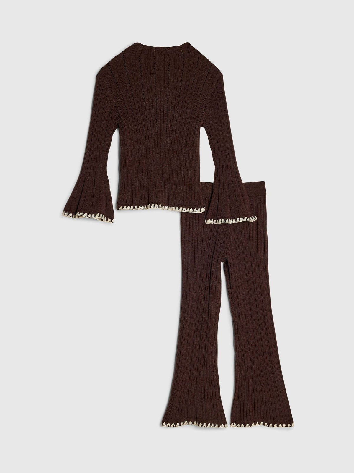 River Island Brown Whipstitch Top & Joggers Set - image 2