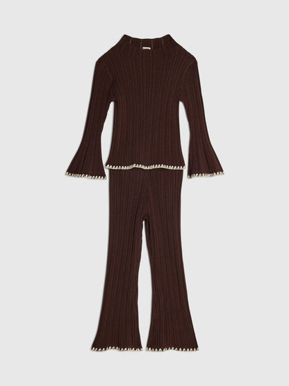 River Island Brown Whipstitch Top & Joggers Set - image 3