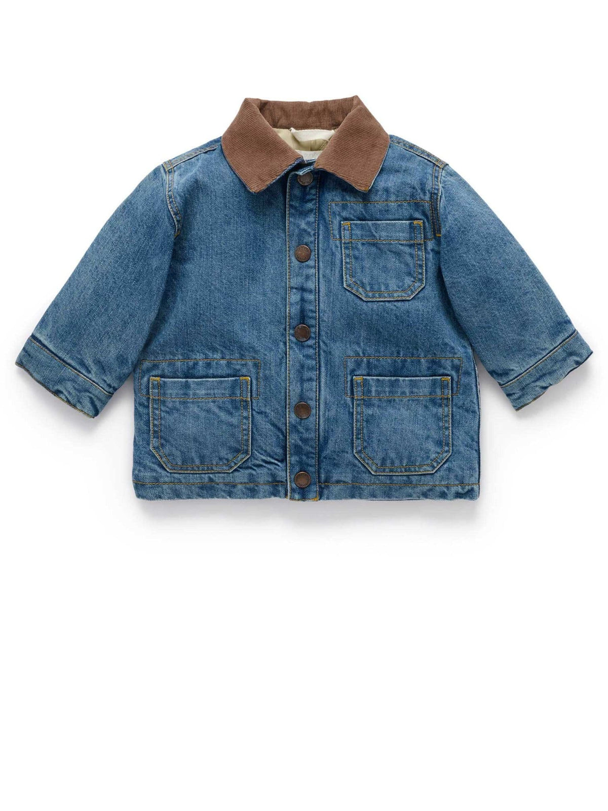 Purebaby Blue Denim Worker Jacket with Corduroy Collar - image 7