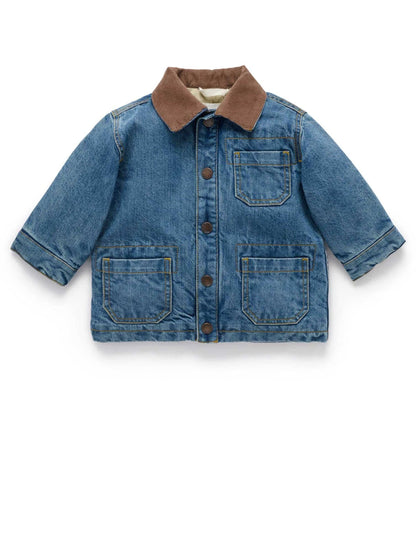 Purebaby Blue Denim Worker Jacket with Corduroy Collar - image 7