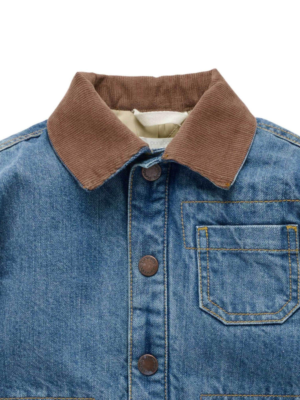 Purebaby Blue Denim Worker Jacket with Corduroy Collar - image 8