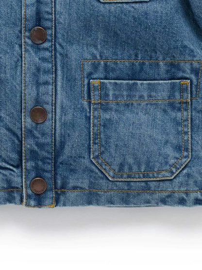 Purebaby Blue Denim Worker Jacket with Corduroy Collar - image 9