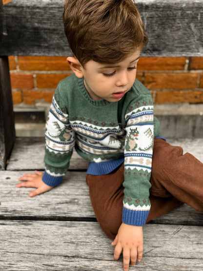 Purebaby Green Dragon Fairisle Knit Jumper - image 2
