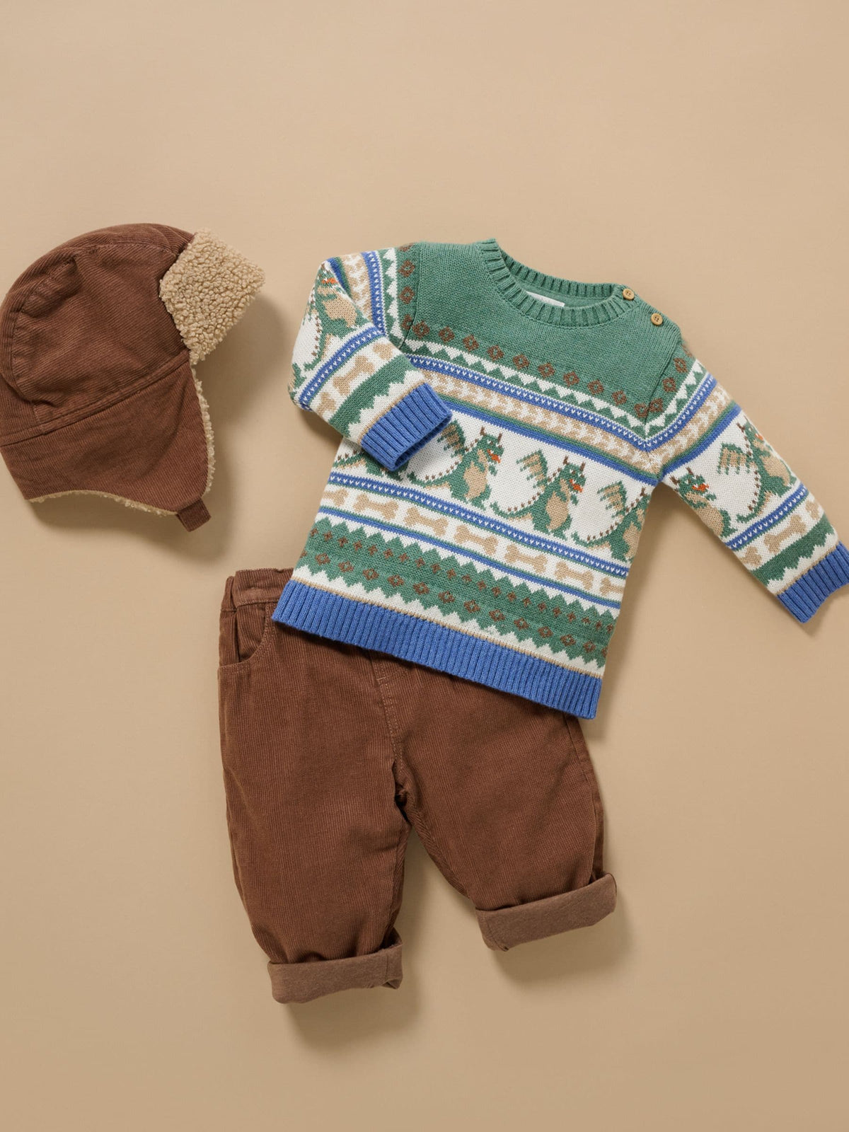 Purebaby Green Dragon Fairisle Knit Jumper - image 8