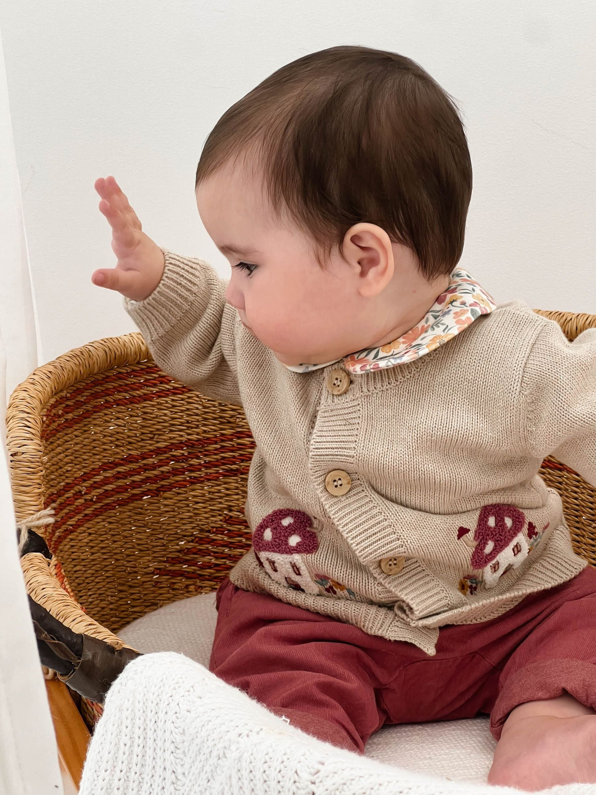 Purebaby Natural Toadstool Chunky Knit Button Up Cardigan - image 2