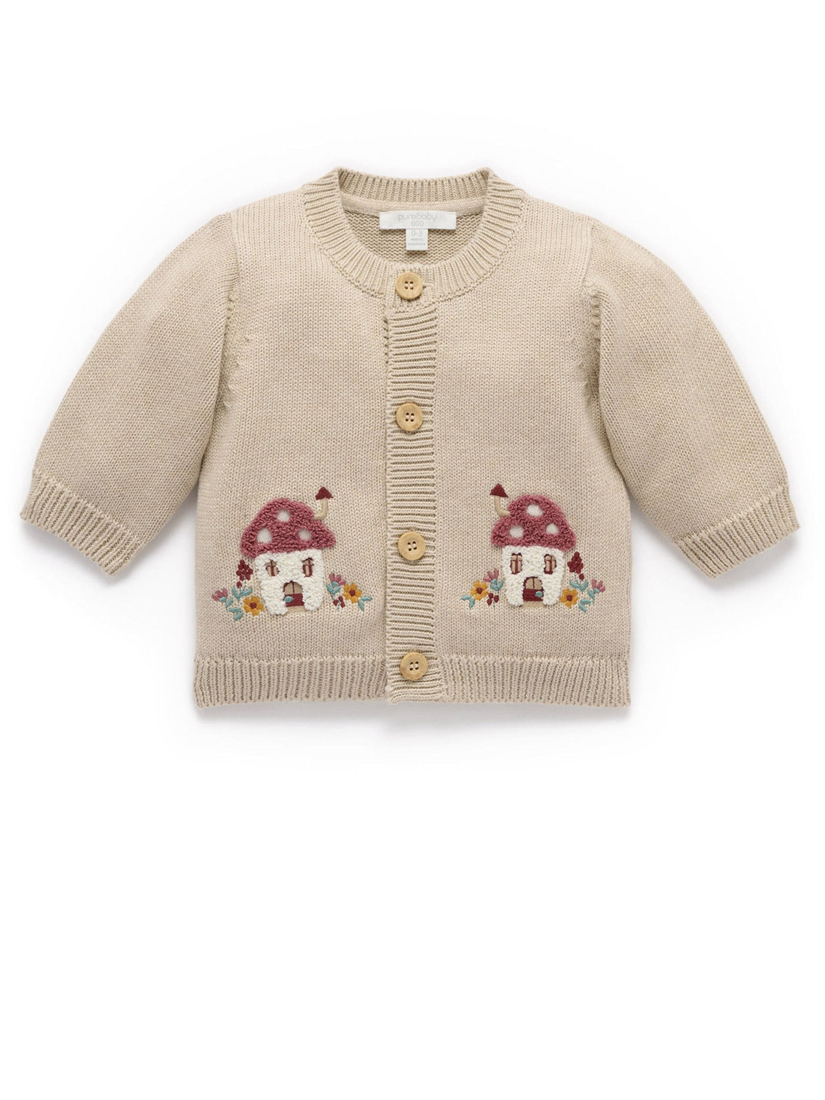 Purebaby Natural Toadstool Chunky Knit Button Up Cardigan - image 3