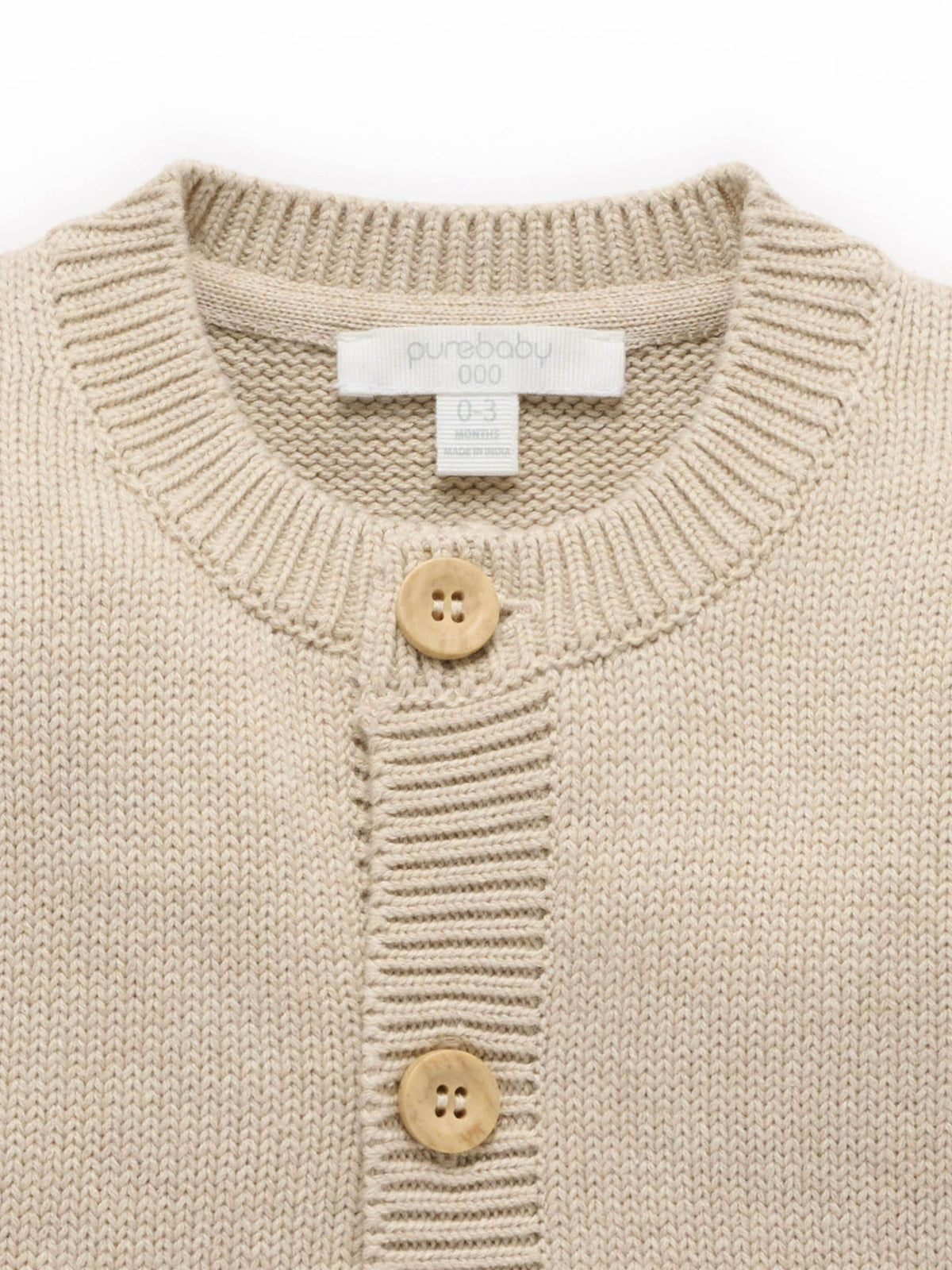 Purebaby Natural Toadstool Chunky Knit Button Up Cardigan - image 5