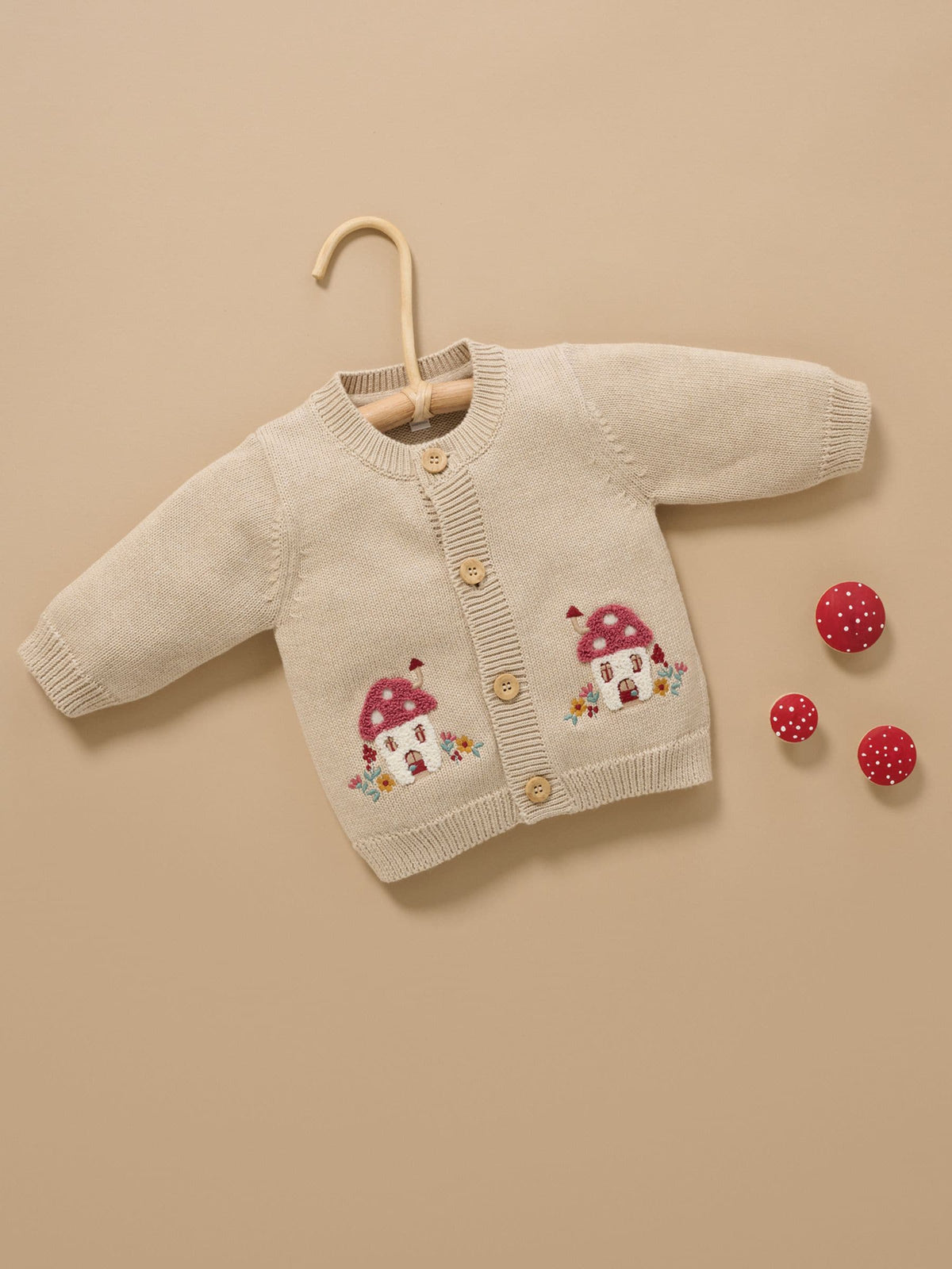 Purebaby Natural Toadstool Chunky Knit Button Up Cardigan - image 7