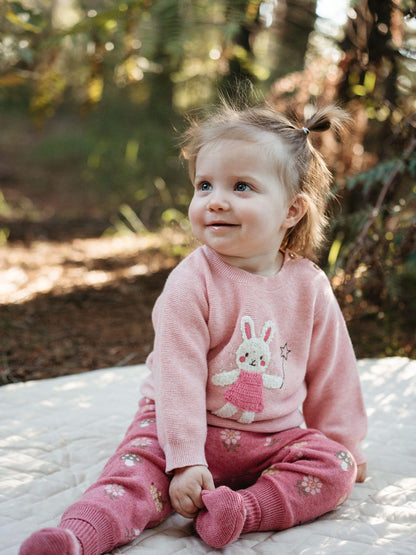 Purebaby Pink Magical Forest Toadstool Knit Leggings - image 1